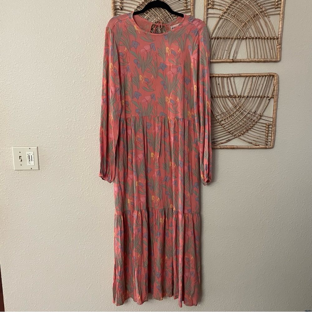 Anthropologie Bobo Choses Maxi Dress Cottagecore Whimsy Art To Wear Sz L NWT B33 - Picture 2 of 16